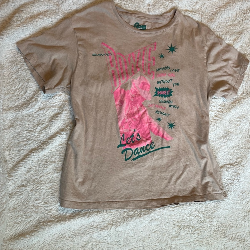 David Bowie Graphic Tee in Tan